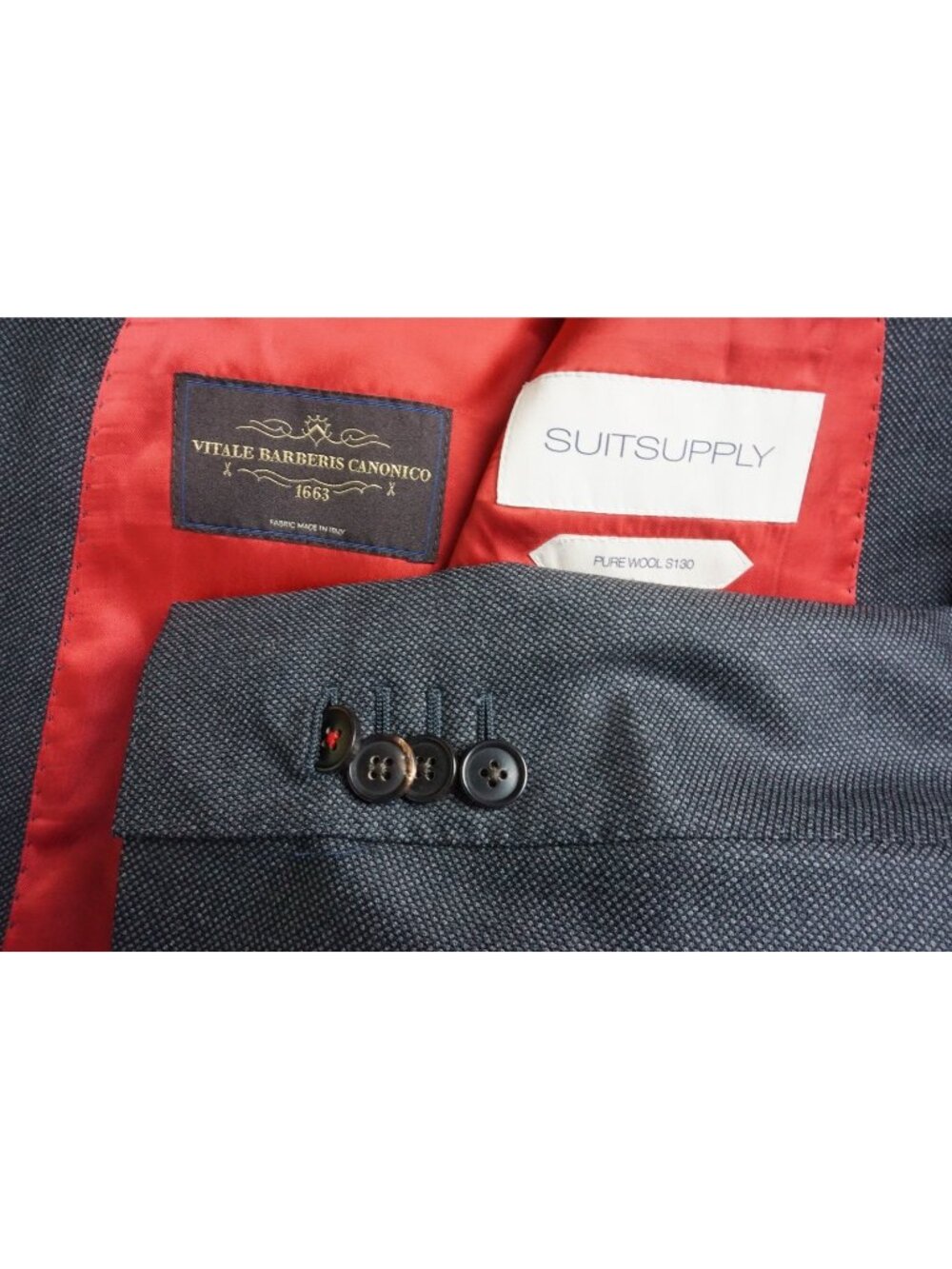Suitsupply Sienna S130s Wool Gray Nailhead 2 Pc Suit Jacket Pants Sz 42L